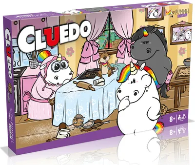 A cartoon illustration of unicorns in a kitchen, baking cookies, on the front of a board game box.