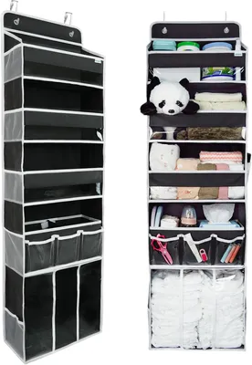 Obrázok produktu pre Závesný organizér na dvere 3 priehradky, prenosný organizér na plienky, 10 bočných vreciek, veľký, sivý, pre