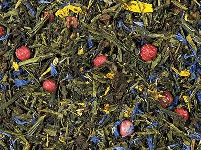 Produktbild von 1 kg  Grün-/Halbferment. Sencha Royal Star Pfirsich-Note aromatisiert