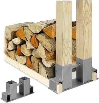 Immagine prodotto di Set porta legna in metallo per legna e ceppi - Brandhoutrek DIY in metallo argento