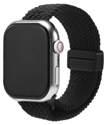 Produktbild von Nylon Loop Ersatzarmband für Apple Watch 1 2 3 4 5 6 7 8 9 10 11 SE 1 2 3 mit 38/40/41/42mm Geflochtenes Textilarmband Anthrazitgrau Verstellbares Smartwatch Armband Größe Universal