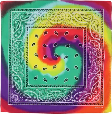 Produktbild von Bandana Tuch - Paisley Batik - quadratisches Kopftuch Spirale türkis-bunt