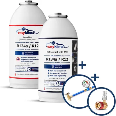 Obrázek produktu pro EasyKlima sada R134a s LeakStop a adaptérem HP/LP pro autoklimatizaci 1995–2016