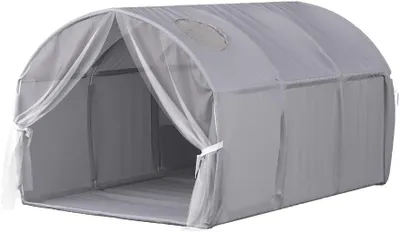 Produktbild von Kubby Tunnelzelt in Grau, 100 x 80 cm, mit Fenster und Netz sowie Fiberglas-Gestänge