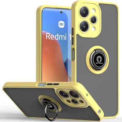 Image de Étui pour Xiaomi Redmi 12 étui en TPU translucide mat avec porte-anneau et support Jaune