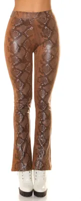 Produktbild von Koucla Snake Printed Leder Look High Waist Leggings mit Schlag S/M