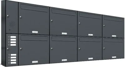 Produktbild von 8er Briefkasten Anlage Aufputz - Wandmontage RAL 7016 Anthrazit Klingel