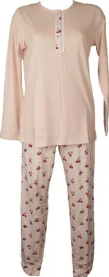Immagine prodotto di Pigiama donna RAGNO cotone estivo manica lunga collo serafino pantalone lungo elastico in vita articolo DC21N1 JS CO PGL SERAFI, Taglia 42, Cotone 100%