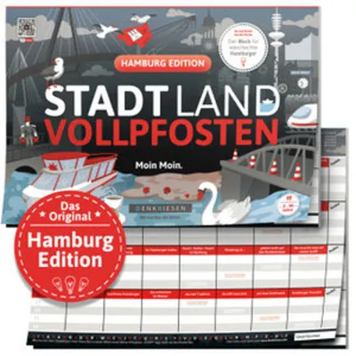 Produktbild von DENKRIESEN - STADT LAND VOLLPFOSTEN® - HAMBURG EDITION - "Moin Moin." - A4