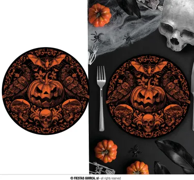 Produktbild von 6 Papp-Teller Halloween Kürbis Gothic