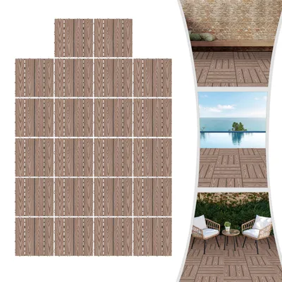 Zdjęcie produktu dla deski tarasowe 30x30 cm, panele tarasowe WPC, 22 SZTUK Łatwe w montażu podłogi drewniano-plastikowe