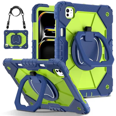 Immagine prodotto di Per Apple iPad Pro 11 2024 Robot Design Robusta custodia ibrida a 360 gradi verde