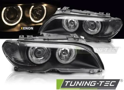 Produktbild von Xenon Scheinwerfer Angel Eyes für BMW 3er E46 Coupe Cabrio Bj. 03-06 Schwarz