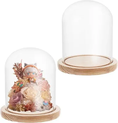 Image de Vitre avec socle en bois, hauteur 16 cm, objet décoratif