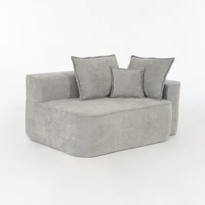 Immagine prodotto di AIORBER Comodo divano a 2 posti senza montaggio, morbido divano in tessuto con cuscini e tasche laterali, design moderno per soggiorni, grigio