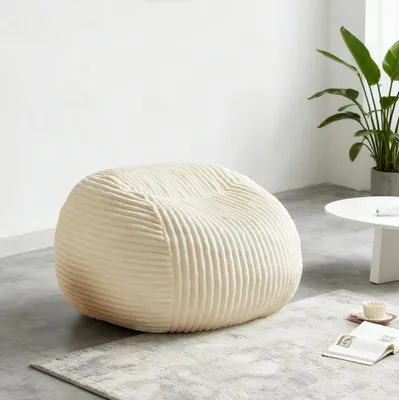 Immagine prodotto di MODFU: Pouf relax, poltrona singola, imbottitura morbida, schienale ergonomico, tessuto in flanella, ideale per piccoli appartamenti, colore beige
