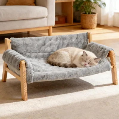 Image de Omgoods - Lit douillet et moelleux pour chats, avec coussin amovible