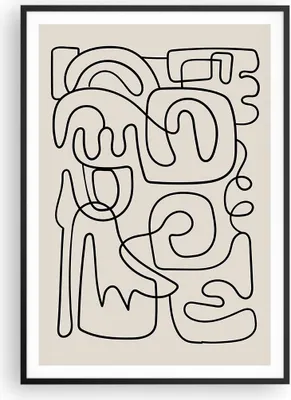 Produktbild von Gerahmtes Poster - Schwarzer Rahmen - Linien Figuren Formen - 70x100 cm - Wand Bild - Wanddeko - Wandbilder - Kunstposter - Wandposter - Bilderrahmen - Bilder - Kunstdruck - P2BPA70x100-5121