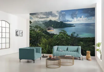 Produktbild von Komar Vlies Fototapete "Jurassic Islandÿ" - Größe: 450 x 280 cm (Breite x Höhe) - 9 Bahnen