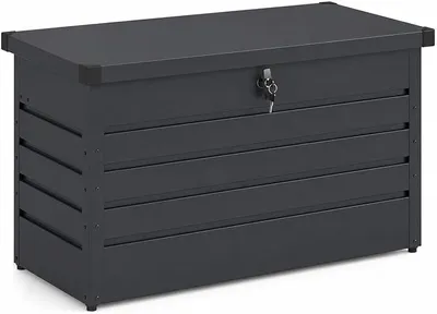 Imagen del producto de Caja para jardín Torix | 300/600 litros | Metal con revestimiento en polvo, color antracita | Con amortiguador a gas | Resistente a los rayos UV y a la intemperie (350 litros)