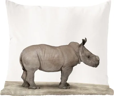 Produktbild von MuchoWow® Zierkissen Sofakissen Wohnzimmer Dekokissen 45x45 cm Rhinozeros - Tiere - Jungen - Mädchen - Schlafpolster - Polster für das Sofa