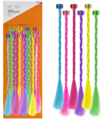 Produktbild von Haarsträhnen mit Clips Zopf Extensions Kunsthaar 12er Set bunt 30 cm Flechtzöpfe für Kinder Damen