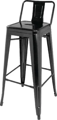 Produktbild von Bolero Bistro Barstuhl Aus Stahl Mit Rückenlehne Schwarz (4 Stück)