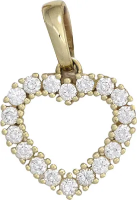 Produktbild von Anhänger Herz mit 18 Diamanten Brillanten 585 Gold Gelbgold Damen Goldanhänger