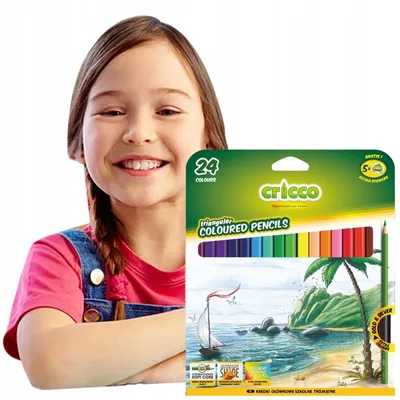 Produktbild von Cricco Dreieckige Buntstifte 24 Farben für Kinder