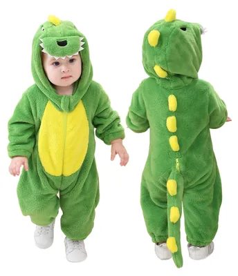 Obrázok produktu pre Detajlový detský overal s kapucňou, unisex, s potlačou karikatúrnych zvierat, vhodný na spanie