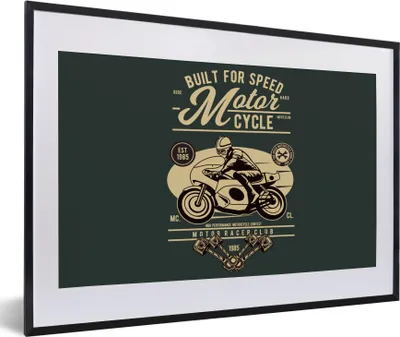 Produktbild von MuchoWow® MuchoWow® Gerahmtes Poster Mancave - Motorrad - Vintage - Zitate 60x40 cm - Poster mit zchwarzem Bilderrahmen - Schlafzimmer - Plakat in Rahmen - Drucken