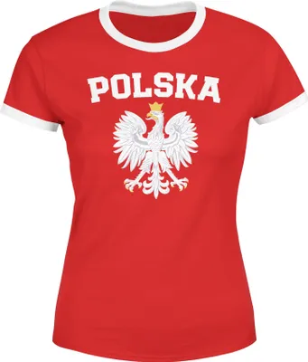 Produktbild von Damen WM-Shirt WM Polska Polen Poland Flagge World Cup Weißer Adler WM 2018 Moonworks® rot-weiß-farbe L