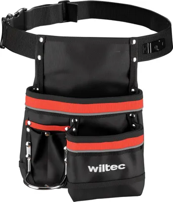 Image de Wiltec Ceinture porte-outils, 25 x 30 cm – Capacité de 15 kg – Ceinture de chantier à sangle ajustable et 5 poches – Pour Jardinage, chantier, électriciens, plombiers, etc.