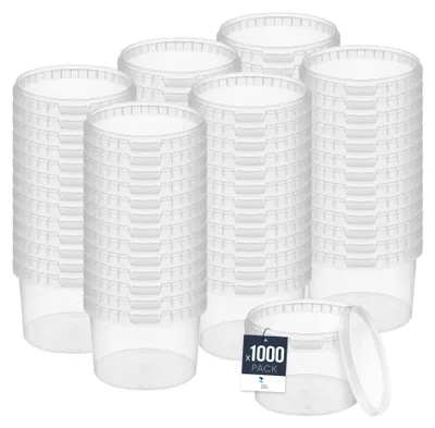 Image de BenBow Seau avec couvercle 5L x1000 Transparent - qualité alimentaire, stable, hermétique, anti-fuite, inodore - seau en plastique avec anse - vide