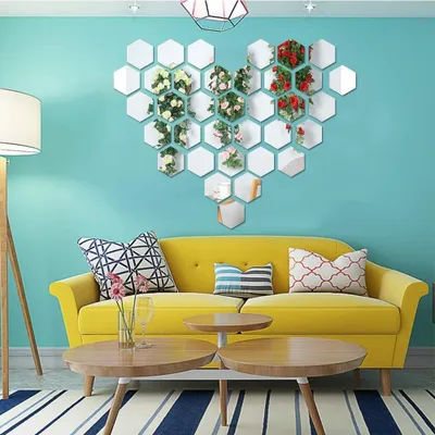Productafbeelding van 3D Hexagon spiegelwanddecoratie - Zelfklevende tegels (30 stuks)