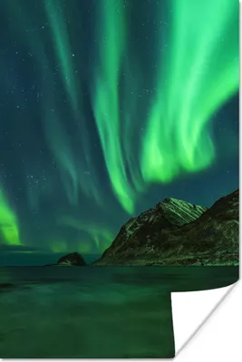 Produktbild von MuchoWow® Poster Nordlichter - Sternenhimmel - Norwegen 60x90 cm - Wanddekoration