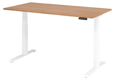 Zdjęcie produktu dla Biurko z regulacją wysokości XDKB | 2-silniki | 120 - 180 cm | elektryczne, rozmiar blatu:160 x 80 cm, kolor blatu:orzech, kolor stelaża:biały