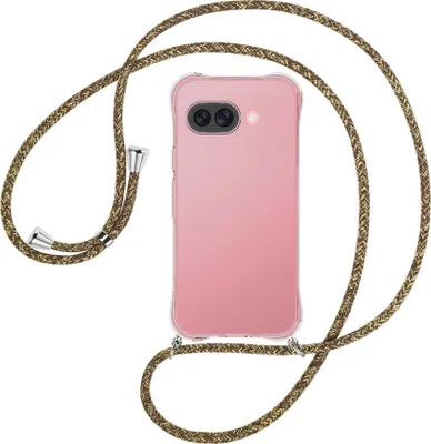 Produktbild von Handykette Backcover-Schutzhülle mit Band (Metall silberfarben) für Google Pixel 9A - braun+beige
