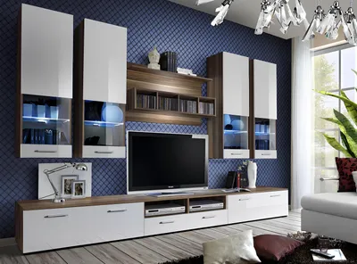 Zdjęcie produktu dla Zestaw mebli do salonu Stojak pod telewizor Lowboard Designerska szafka ścienna Drewniane luksusowe meble