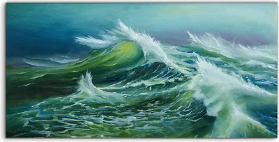 Produktbild von Coloray Canvas 140x70  Wandbild Leinwand Bilder Gemälde Riesigen Meereswellen Sturms