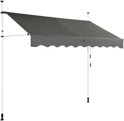 Produktbild von Klemmmarkisemit Handkurbel, Balkonmarkise, Sonnenschutz Markise, Gelenkarmmarkise, höhenverstellbar, für Terrasse Balkon Garten (Grau, 2.5 x 1.2m)
