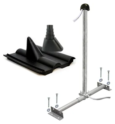Produktbild von PremiumX BASIC Dachsparrenhalter-Montageset 100cm SAT Mast | Frankfurter Dachpfanne schwarz