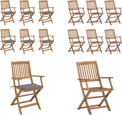 Immagine prodotto di vidaXL Sedie da giardino pieghevoli 6 pezzi con cuscino in legno massiccio di acacia - sedia da giardino - sedie da giardino - poltrona da giardino - sedia pieghevole