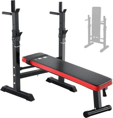 Productafbeelding van Halterbank Verstelbaar Zwart Staal - 120 Kg Gewichtslimiet - 110 X 55 X 90,5 Cm - Opvouwbaar - Fitnessbank