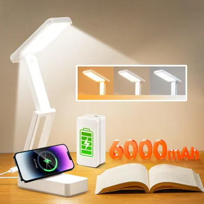 Produktbild von One Fire 6000mAh Akku Tischlampe Kabellos,Faltbar Tragbar Schreibtischlampe