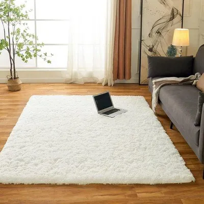 Obrázek produktu pro Plyšové koberce, omyvatelné, slonovinová barva, 60 x 120 cm, koberce do ložnice, bytové doplňky