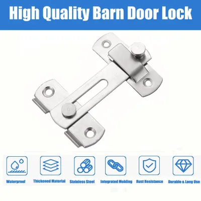 Imagen del producto de Cerradura para puerta corredera, acero inoxidable, 4 pulgadas, con sistema de bloqueo abatible, para puertas y ventanas