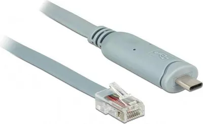 Imagen del producto de DELOCK 89893, gris, 1 metro, USB 2.0 Tipo-C, RJ45, conector macho, conector macho