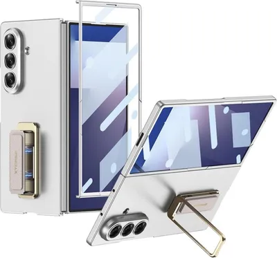 Immagine prodotto di Custodia full cover ultrasottile con supporto girevole per Samsung Galaxy Z Fold7, colore argento