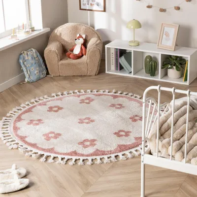 Produktbild von Volero - Waschbarer Kinderteppich Rund - Moos Flower Rosa - Ø 230cm - Kinderzimmer, Babyzimmer, Jugendzimmer
